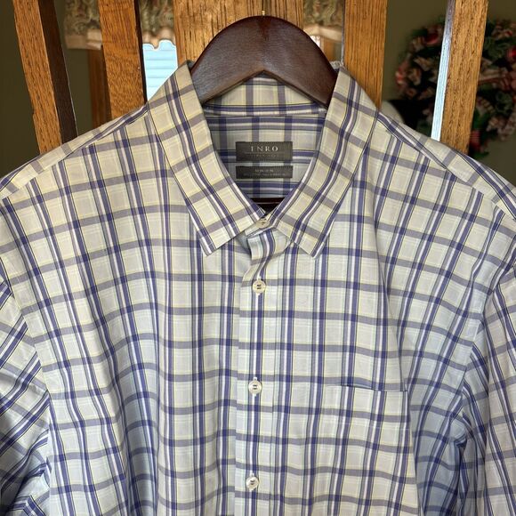 ENRO Non-Iron Dress Shirt Long Sleeve Button Up SIZE XL NEW TAGS PURPLE PLAID - Picture 2 of 6
